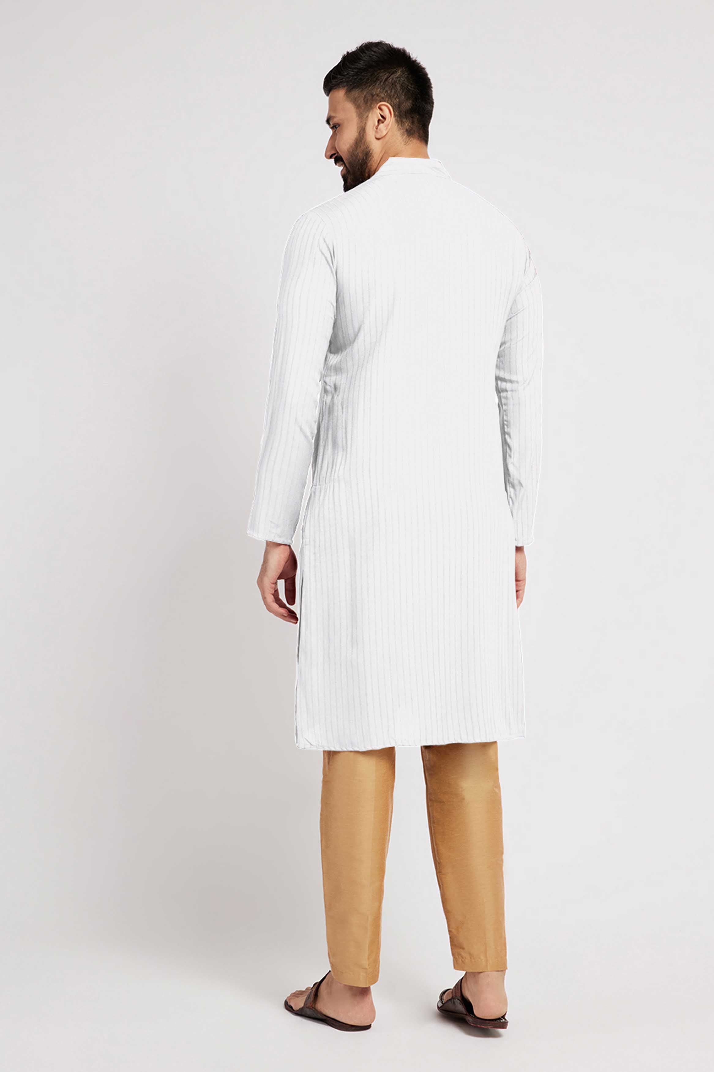 Cream Striped Kurta